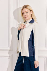 Farrow Full Zip-Up Ivory/Navy